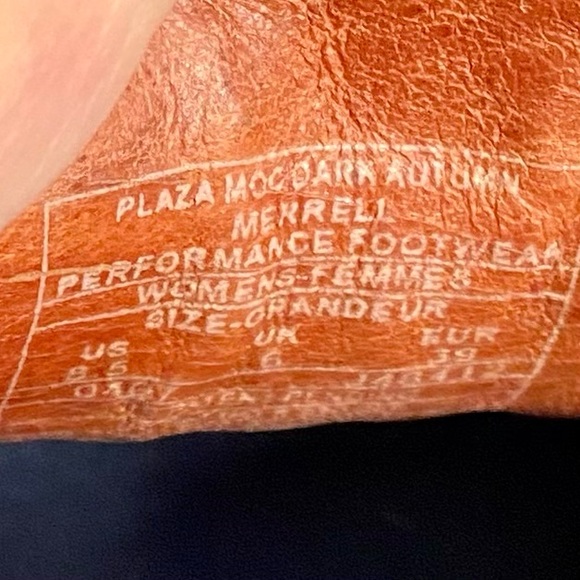 Merrell Plaza Moc Wedge Moccasins Women’s Size 8.5 Dark Autumn Leather Slip-ons - Picture 7 of 10